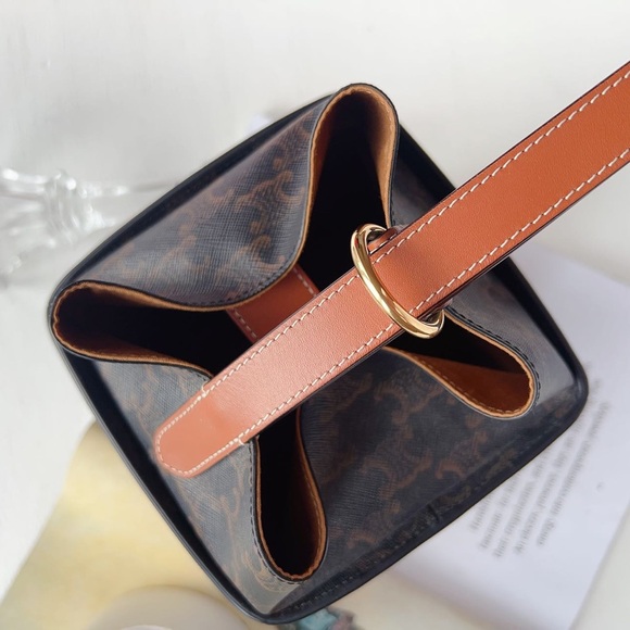 Celine Burnt Triomphe Canvas Strap Box Bag - Picture 5 of 8